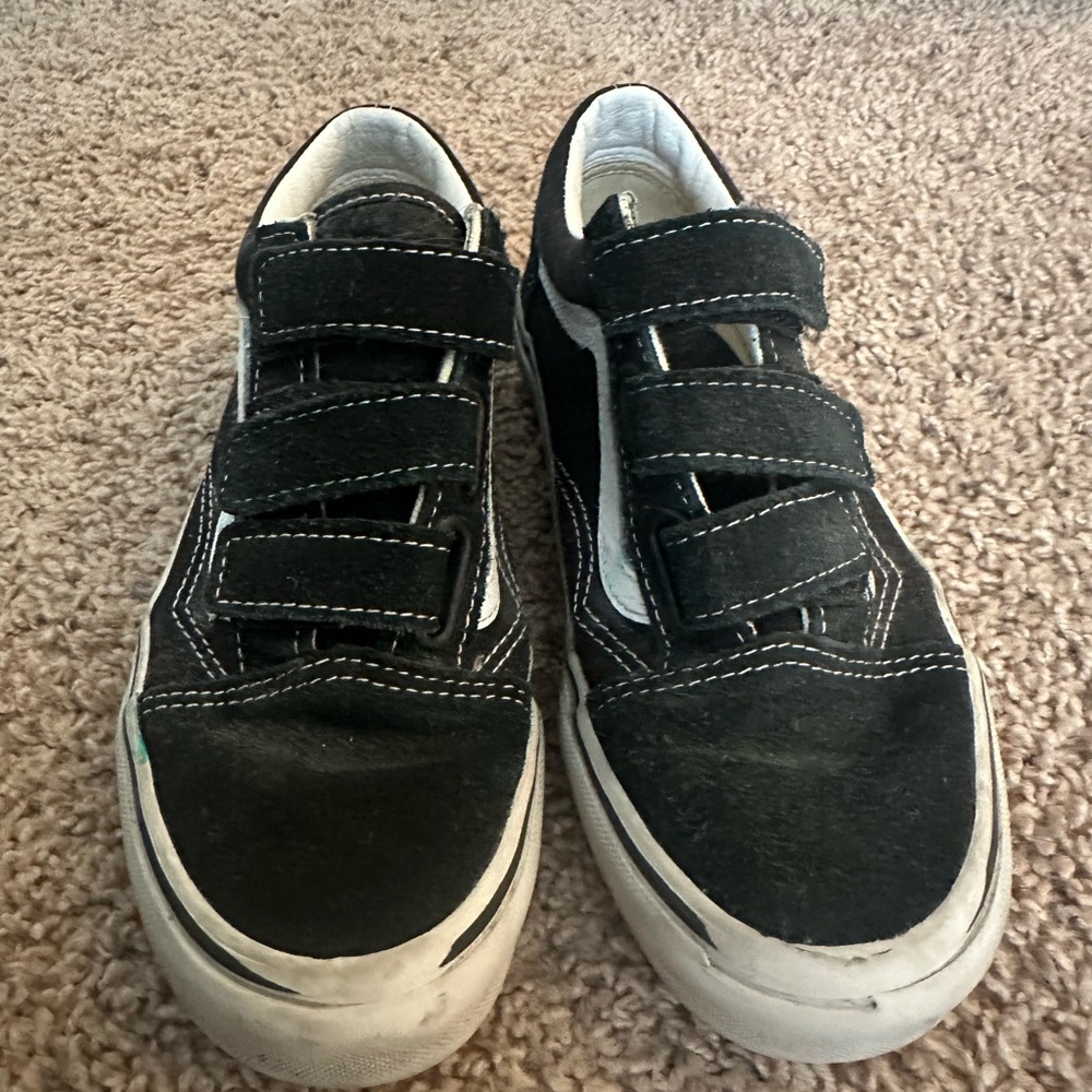 Vans Black and White Velcro Skate Sneakers